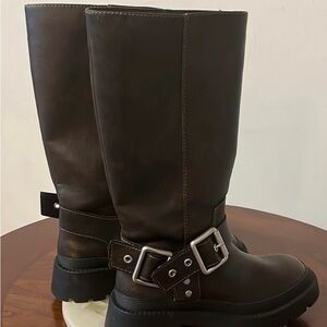 Zara  Brown Combat & Moto Boots